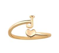 Bagues Empilables avec Initiales en Forme de Cour, Bagues Réglables pour Petit Doigt Jolies Bagues en Majuscules Bagues en Forme de Cour Bijoux Cadeau pour Femme et Adolescente (J)