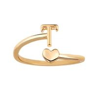 Bagues Empilables avec Initiales en Forme de Cour, Bagues Réglables pour Petit Doigt Jolies Bagues en Majuscules Bagues en Forme de Cour Bijoux Cadeau pour Femme et Adolescente (T)
