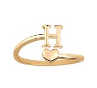 Bagues Empilables avec Initiales en Forme de Cour, Bagues Réglables pour Petit Doigt Jolies Bagues en Majuscules Bagues en Forme de Cour Bijoux Cadeau pour Femme et Adolescente (H)