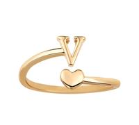 Bagues Empilables avec Initiales en Forme de Cour, Bagues Réglables pour Petit Doigt Jolies Bagues en Majuscules Bagues en Forme de Cour Bijoux Cadeau pour Femme et Adolescente (V)