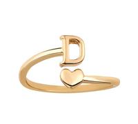 Bagues Empilables avec Initiales en Forme de Cour, Bagues Réglables pour Petit Doigt Jolies Bagues en Majuscules Bagues en Forme de Cour Bijoux Cadeau pour Femme et Adolescente (D)
