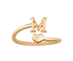 Bagues Empilables avec Initiales en Forme de Cour, Bagues Réglables pour Petit Doigt Jolies Bagues en Majuscules Bagues en Forme de Cour Bijoux Cadeau pour Femme et Adolescente (M)
