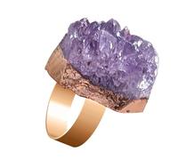 Bagues en améthyste Brute Violette pour Femmes, Bague réglable pour Femmes,Bague améthyste réglable | Bague en d'améthyste Brute pour Les Amis de la Famille et Les collègues