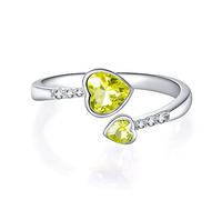 Bagues en argent pour adolescentes : bracelet réglable en forme de cœur ouvert pour mère, fille, enfant, bijoux tendance en argent sterling 925, pierres de naissance, cadeaux de Noël pour femme
