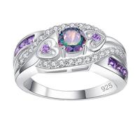Bagues en argent pour femme | Bagues de promesse exquises en argent 925, bagues uniques en forme de cœur pour mariage, amitié, famille, engagement, 5, se référer à la description, Unisexe