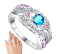 Bagues en argent pour femme | Bagues de promesse exquises en argent 925, bagues uniques en forme de cœur pour mariage, amitié, famille, engagement, 11, se référer à la description, Unisexe