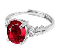 Bagues en argent pour homme Y2K - Bague en zircone ovale réglable avec de superbes pierres précieuses rouges et pierres d'accent brillantes. Accessoire élégant, poli et élégant pour tous les jours et