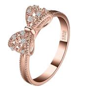 Bagues en argent sterling 925 pour femme, bagues de fiançailles classiques en oxyde de zirconium, empilables pour femmes, avec un arc, pour femme, quotidien, loisirs, fête, accessoires, cadeau, Argent