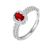 Bagues En Argent Sterling 925 Pour Femmes, Bagues De Fiançailles Vintage En Pierres Précieuses, Halo, Promesse D'Éternité, Alliance Réglable Pour Anniversaire De Mariage, Rubis