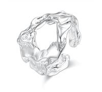 Bagues en argent sterling 925 texturées, creuses, délicates, simples et irrégulières, bijoux uniques et tendance pour filles et femmes