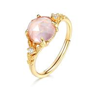 Bagues en argent sterling pour femmes, bagues ouvertes simples plaquées or avec zircon rose et cristal, bijoux