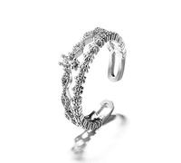 Bagues en argent sterling pour femmes, bagues ouvertes tendance en forme de petite fleur avec zircon, bijoux
