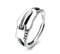 Bagues en argent sterling S925 en forme de fermeture éclair pour femmes, style hip-hop, punk et gothique.