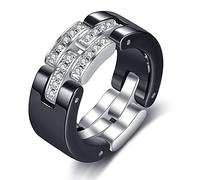 Bagues En Céramique Pour Femmes - Hommes Femmes Couche Intermédiaire Bagues En Céramique Noire Zircone Cubique Polie Accessoires De Bijoux De Mariage Bague De Fiançailles De Haute Qualité, Comm