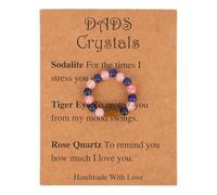 Bagues en Cristal, Bague de Protection Spirituelle avec Carte Pierre Naturelle Bijoux de Doigt Extensibles Cadeau Porte-Bonheur Tendance pour Anniversaire Bureau Maison (Bleu-Rose)