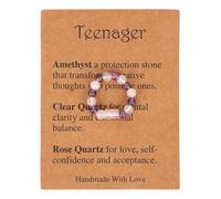 Bagues en Cristal, Bague de Protection Spirituelle avec Carte Pierre Naturelle Bijoux de Doigt Extensibles Cadeau Porte-Bonheur Tendance pour Anniversaire Bureau Maison (Violet-Blanc)