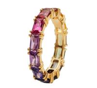 Bagues en cuivre délicates avec pierres de zircone arc-en-ciel, bagues élégantes de tous les jours, bijoux, accessoire de Festival, pour elle