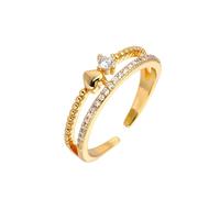 Bagues en cuivre et zircone cubique en forme de cœur pour femmes, bijoux élégants de tous les jours, d ' amour, bagues en diamants en forme de cœur