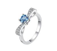 Bagues en diamant moissanite bleu for femmes 0,5 ct coupe ronde couleur D VVS1 S925 bagues argent sterling de fiançailles avec certificat(8)