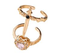 Bagues en forme de cœur pour femme, réglables et empilables, gothiques, bagues professionnelles en forme de cœur ouvert 2 x 2 x 1 cm pour voyage, fête, Saint-Valentin, anniversaire, Noël, remise de