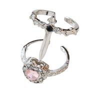 Bagues en forme de cœur pour femmes,Ensemble percé gothique empilable réglable - Bague pour femme - Pour Noël, remise de diplôme, mariage, fiançailles, promesse, voyage, fête, Saint-Valentin