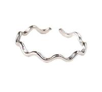 Bagues en forme de vague simple plaqué argent pour femme, bague ouverte réglable, belle facture, pratique et pratique