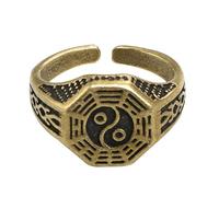 Bagues en laiton avec symbole taoïste chinois antique et baguette pour homme et femme