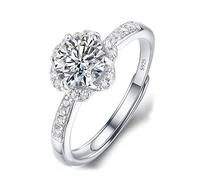Bagues en moissanite pour femme, bagues de fiançailles en moissanite, bagues réglables pour femme, pour anniversaire de mariage, Saint-Valentin (1 ct)