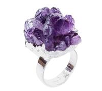 Bagues en Naturel pour Femmes, bagues Tendance pour Femmes - Bague Femme Naturelle réglable - Bijoux Femme améthyste Brute pour Anniversaire noël Nouvel an pâques