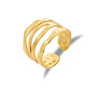 Bagues en or pour femme, en acier inoxydable ALEXCRAFT plaqué or 18 carats, réglable, ouverture simple, anneau martelé câlin, bagues multicouches, anneaux de pouce larges en or pour homme et femme