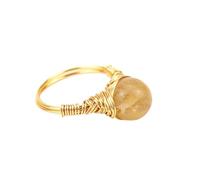 Bagues En Pierre Naturelle Pour Femme - Bague Classique En Pierre D'Oeil De Tigre Naturelle, Bagues Empilables Rétro Simples En Améthyste Turquoise Pour Cadeau De Bijoux Bohème, Jaune, Taille U
