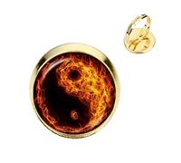 Bagues en verre Yin Yang pour femmes et filles - Bijoux argent/plaqué or - 2 couleurs - Style rustique naturel bohème symbolisant l'harmonie cadeau