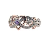 Bagues esthétiques en forme de cœur pour femme avec deux tons princesse carrée violet CZ accessoires pour mariage chic bijoux durabilité et praticité