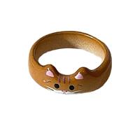 Bagues faites à la main en forme de chats sur le thème des animaux de dessin animé, bijoux faits à la main, accessoire fait à la main pour femmes et étudiants chats réglables, taille unique, Comme