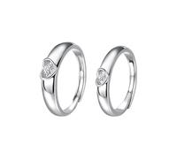 Bagues Fantaisie Femme Bague Argent 925 Femme Alliance Argent Sterling Coeur Creux avec Zircon Réglable Populaire pour Couple Mesdames Noël Bijoux