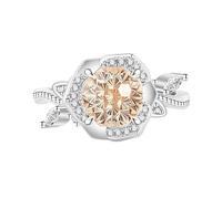 Bagues Femme, Bague De Fiançailles Alliance Avec Diamant Rose Taille Feu D'Artifice, Saphir, Émeraude, Améthyste Et Rubis, Sertie De Diamants Simulés Bijou Cocktail, Coffret Cadeau Inclus