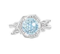 Bagues Femme, Bague De Fiançailles Alliance Avec Diamant Rose Taille Feu D'Artifice, Saphir, Émeraude, Améthyste Et Rubis, Sertie De Diamants Simulés Bijou Cocktail, Coffret Cadeau Inclus