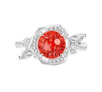 Bagues Femme, Bague De Fiançailles Alliance Avec Diamant Rose Taille Feu D'Artifice, Saphir, Émeraude, Améthyste Et Rubis, Sertie De Diamants Simulés Bijou Cocktail, Coffret Cadeau Inclus
