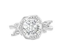 Bagues Femme, Bague De Fiançailles Alliance Avec Diamant Rose Taille Feu D'Artifice, Saphir, Émeraude, Améthyste Et Rubis, Sertie De Diamants Simulés Bijou Cocktail, Coffret Cadeau Inclus