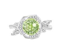 Bagues Femme, Bague De Fiançailles Alliance Avec Diamant Rose Taille Feu D'Artifice, Saphir, Émeraude, Améthyste Et Rubis, Sertie De Diamants Simulés Bijou Cocktail, Coffret Cadeau Inclus