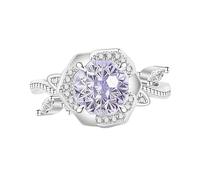 Bagues Femme, Bague De Fiançailles Alliance Avec Diamant Rose Taille Feu D'Artifice, Saphir, Émeraude, Améthyste Et Rubis, Sertie De Diamants Simulés Bijou Cocktail, Coffret Cadeau Inclus