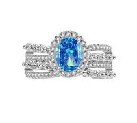 Bagues Femme, Bague Impératrice Ovale Taille Fleur De Glace Pour Femme, Bague De Fiançailles Ou De Mariage, Saphir, Émeraude, Améthyste, Ru iamant Simulé, Bijou Cocktail, Coffret Cadeau Inc
