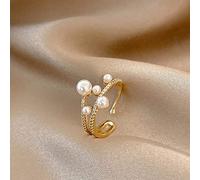 Bagues for filles, bagues réglables for femmes, ouvertes, empilables, for le pouce, avec barre en zircone irrégulière dorée, perles d'imitation, bijoux de plage, cadeaux for, dames, fête, mariage