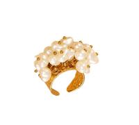 Bagues géométriques modernes uniques qui combinent des cristaux et des perles élégantes - Bijoux minimalistes en pierre, comme décrit