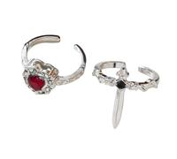 Bagues gothiques en forme d ' épée d ' amour, 2 pièces, designs uniques, ouverture réglable, bijoux à la mode pour Couples et amoureux, bijoux en croix de cœur