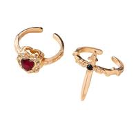 Bagues gothiques en forme d ' épée d ' amour, 2 pièces, designs uniques, ouverture réglable, bijoux à la mode pour Couples et amoureux, bijoux en croix de cœur