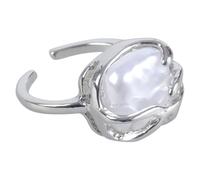 Bagues irrégulières avec pierre esthétique fille bague en pierre de lune creuse pour Y2K bouton de fleur bague ouverte bijoux vintage bague en pour argent réglable naturel