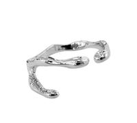 Bagues irrégulières avec pierre esthétique fille bague en pierre de lune creuse pour Y2K bouton de fleur bague ouverte bijoux vintage bague en pour argent réglable naturel