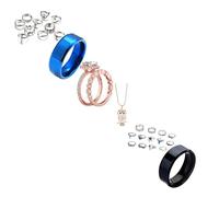 Bagues larges en argent pour femme - 2 en 1 - Bague de fiançailles - Zircon - Ensemble créatif - Anneaux en silicone - Pour femme, Einheitsgröße, Métal, Pas de pierre précieuse