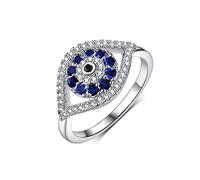 Bagues Mauvais Œil En Oxyde De Zirconium Bleu Turc Pour Femmes Et Filles Épaisses Empilables Plaquées Argent Sterling Élégantes Queue Délicate Bijoux Pour Mère Meilleure Amie Anniversaire (8)